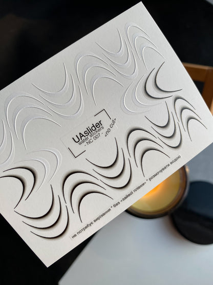 Nail Water Decal NC-007 | Water Slide Nail Decals Modern French | Abstract Curved Tips