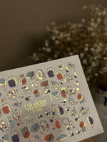 Nail Water Decal CF-262 | Abstract Water Slide Nail Decals | Geometric Shapes & Gold Foil Accents - UASLIDER