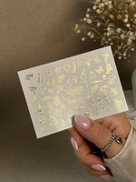 Nail Water Decal Fg-168 | Gold Foil Water Slide Nail Decals | Cozy Autumn & Fall Elements - UASLIDER