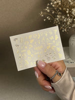 Nail Water Decal Fg-168 | Gold Foil Water Slide Nail Decals | Cozy Autumn & Fall Elements - UASLIDER