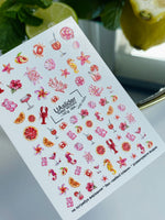 Nail Water Decal NCg-094 | Water Slide Nail Decals Tropical Sea Style | Fruits, Corals and Cocktails - UASLIDER