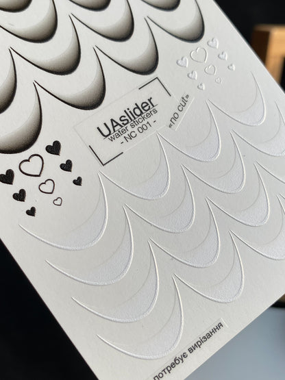 Nail Water Decal NC-001 | Water Slide Nail Decals French Gradient | Hearts Accent