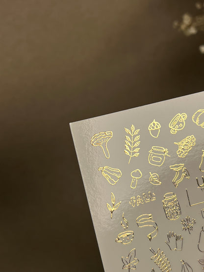 Nagel Wasserabziehbild Fg-168 | Goldfolie Wasserabzieh-Nagelaufkleber | Gemütliche Herbst- & Herbstmotive