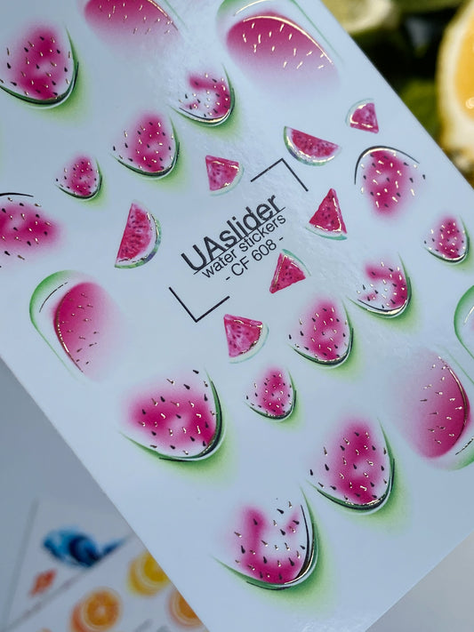 Nail Water Decal CF-608| Watermelon Water Slide Nail Decals | Summer Fruit Nail Art