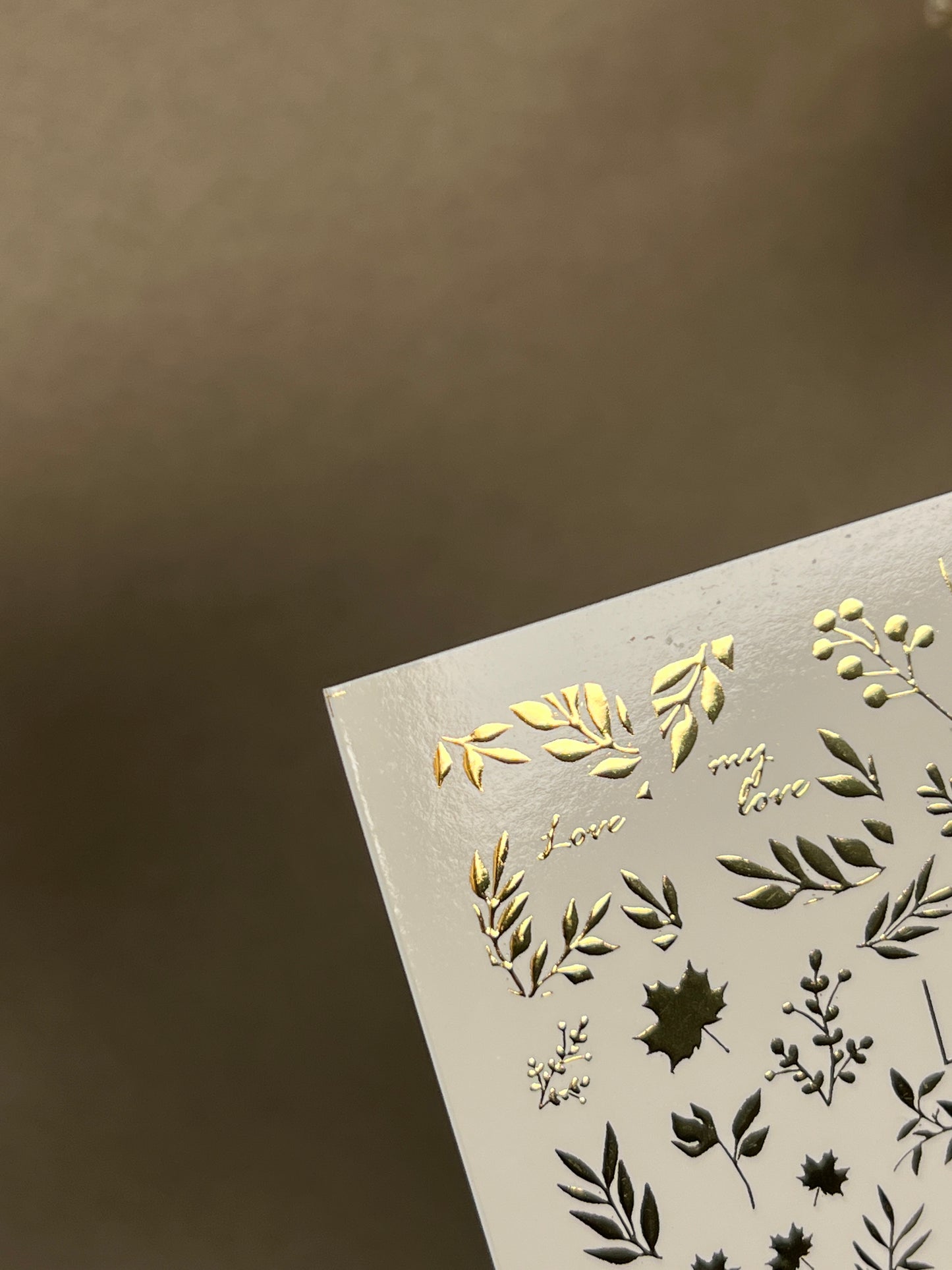 Köröm víz matrica Fg-166 | Arany fólia vízcsúsztatós köröm matricák | Őszi levelek és botanikai díszítések