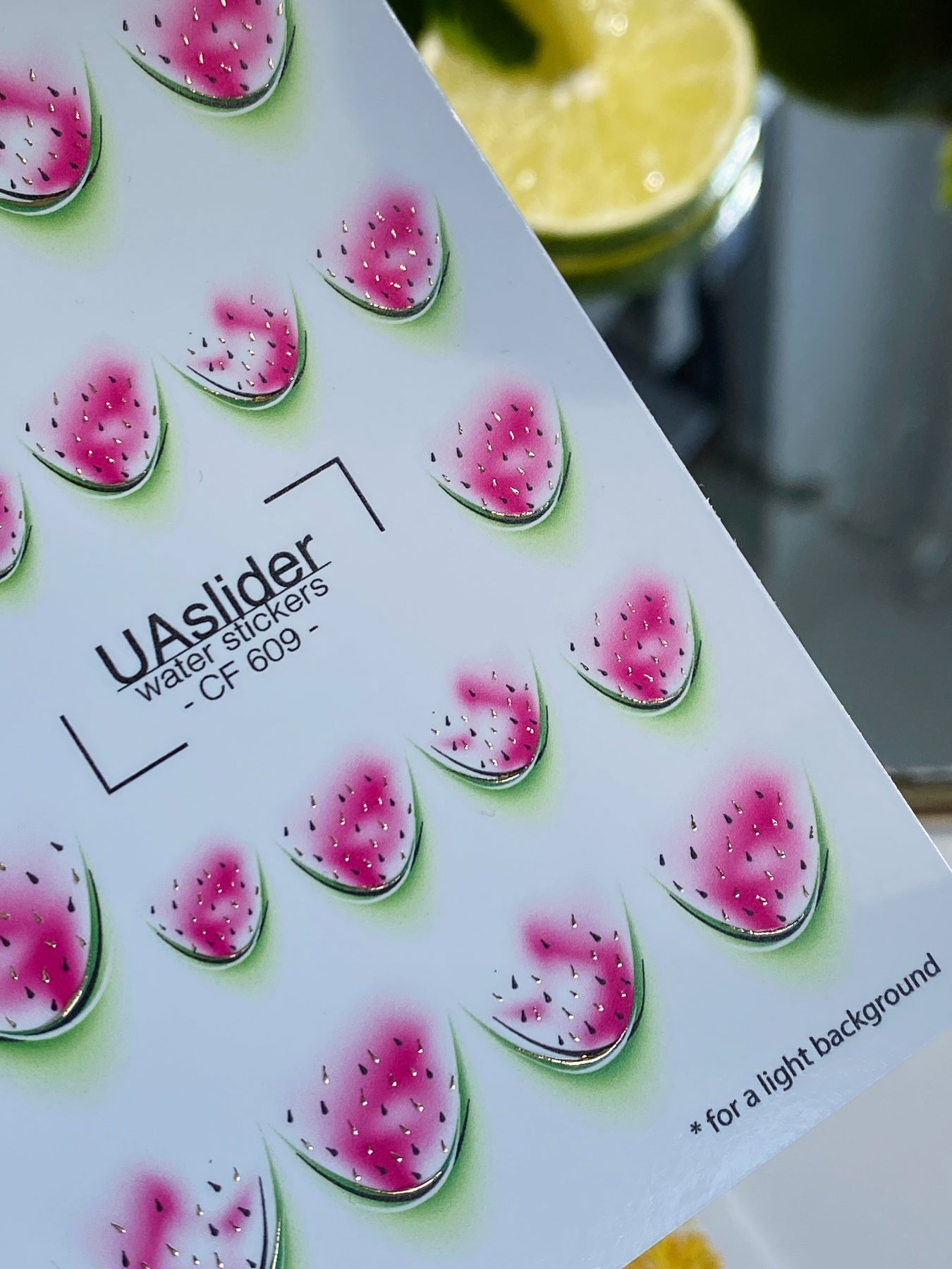 Nail Water Decal CF-609 | Watermelon Slice Water Slide Nail Decals | Juicy Fruit Nail Art - UASLIDER