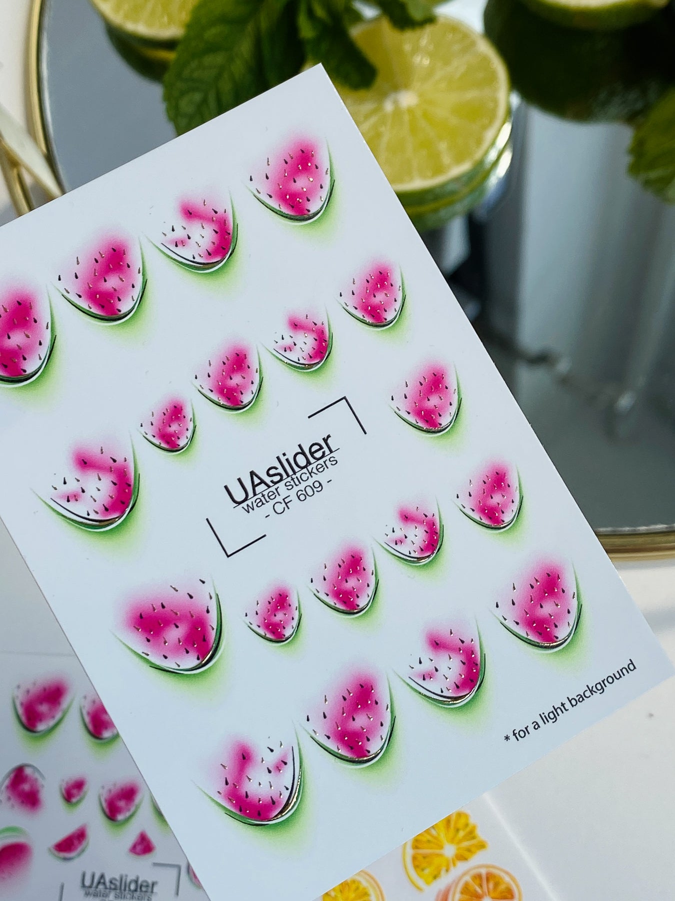 Nail Water Decal CF-609 | Watermelon Slice Water Slide Nail Decals | Juicy Fruit Nail Art