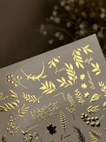 Nail Water Decal Fg-166 | Gold Foil Water Slide Nail Decals | Autumn Leaves & Botanical Accents - UASLIDER