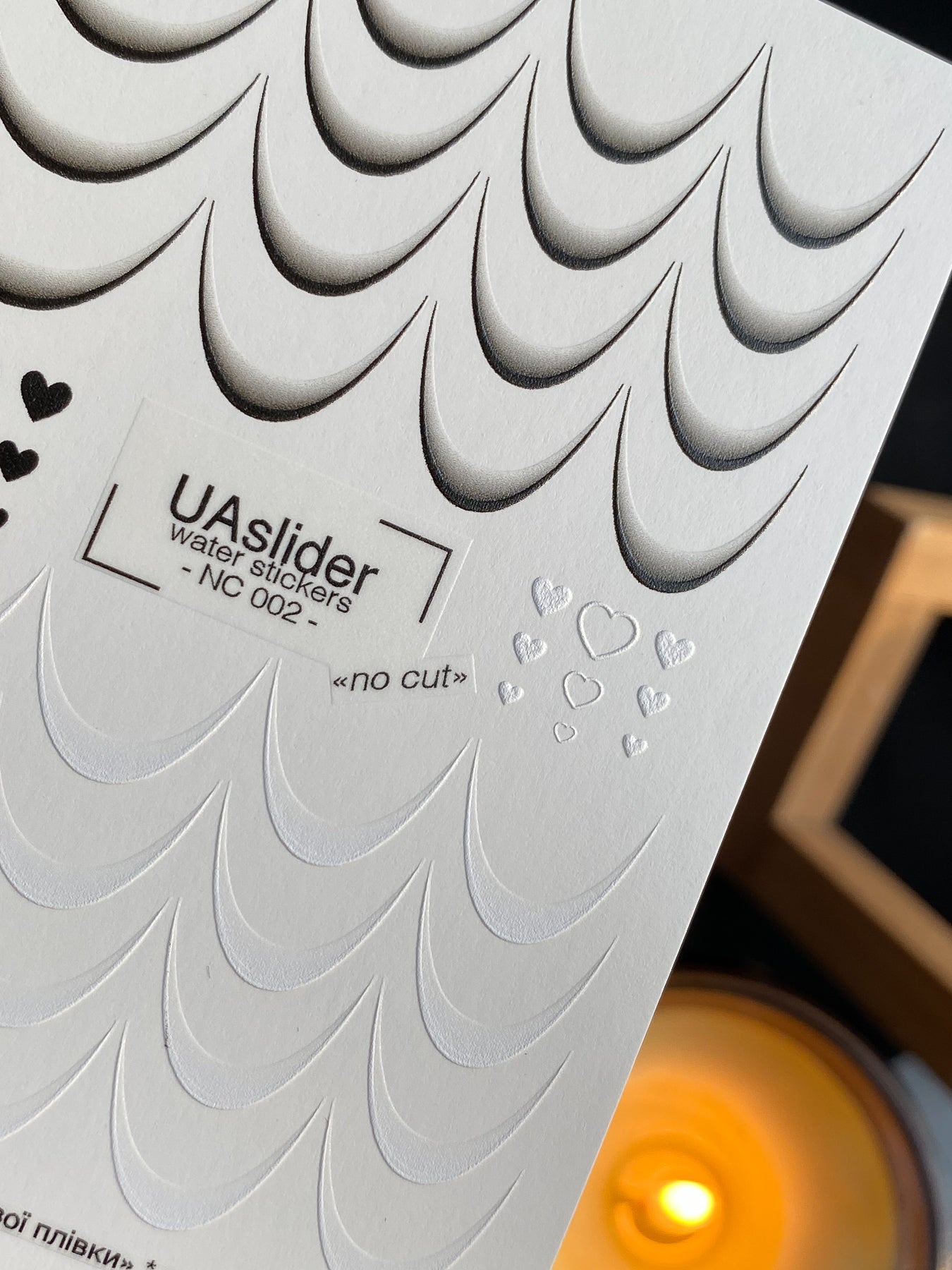 Nail Water Decal NC-002 | Nail Water Decals French Ombre | Heart Details - UASLIDER