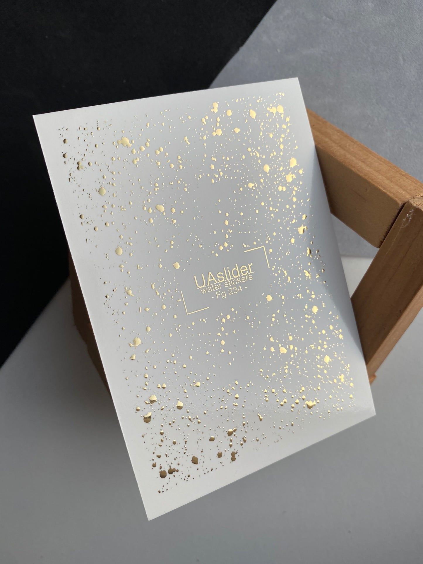 Nail Water Decal Fg-234 | Water Slide Nail Decals | Gold Foil Splatter Effect