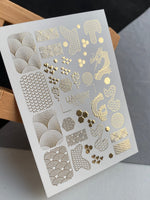Nail Water Decal Fg-123 | Water Slide Nail Decals with Gold Asian Patterns & Dragon | Oriental Style - UASLIDER