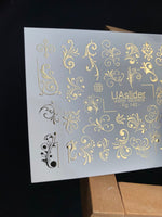 Nail Water Decal Fg-142 | Water Slide Nail Decals with Gold Swirls and Ornaments | Elegant Nail Art - UASLIDER