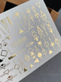 Nail Water Decal Fg-147 | Water Slide Nail Decals with Gold Geometric Shapes | Minimalist Abstract Nail Art