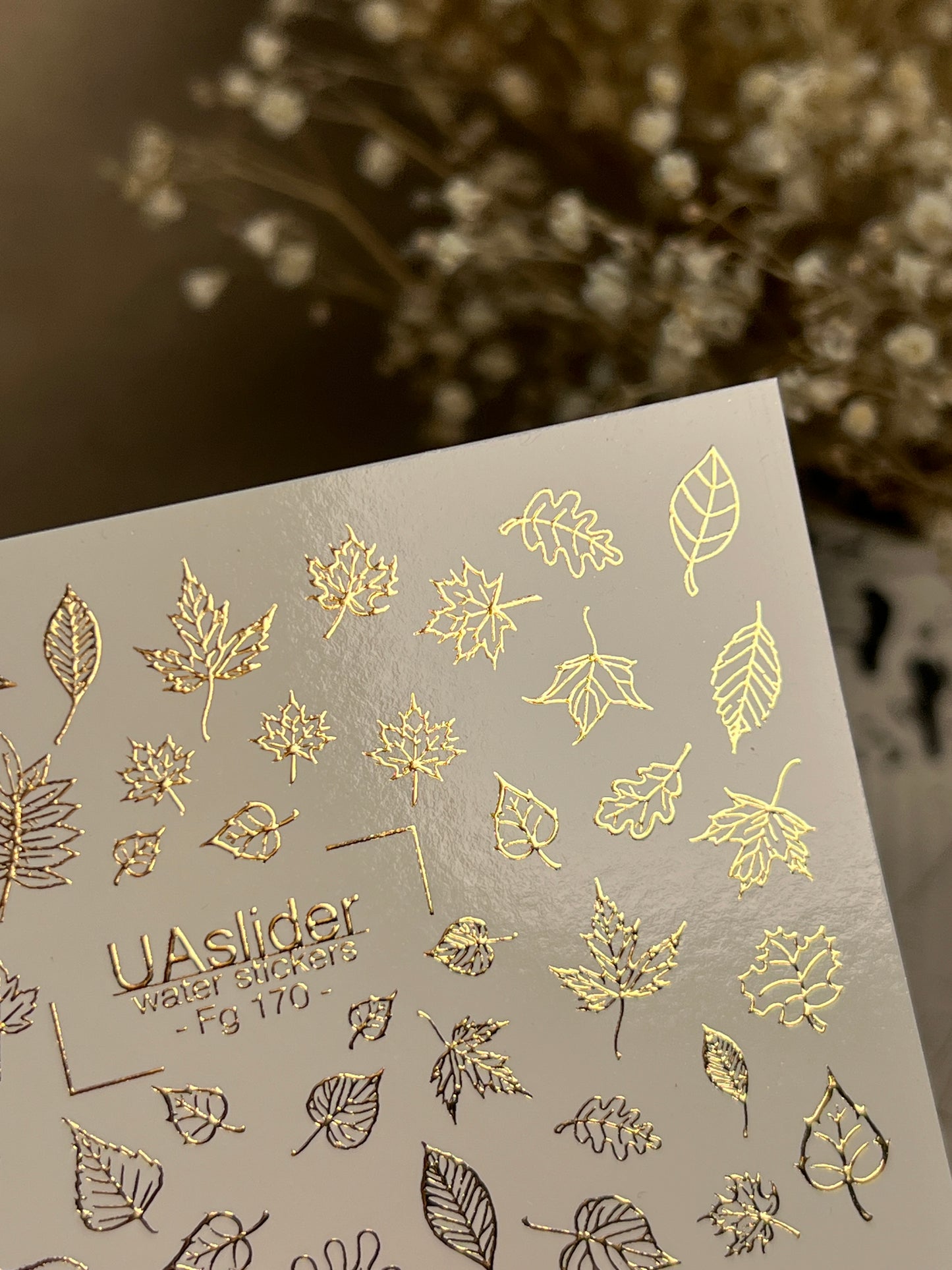 Nagel Wasserabziehbild Fg-170 | Goldfolie Wasserabzieh-Nagelbilder | Herbstblätter & Botanische Muster