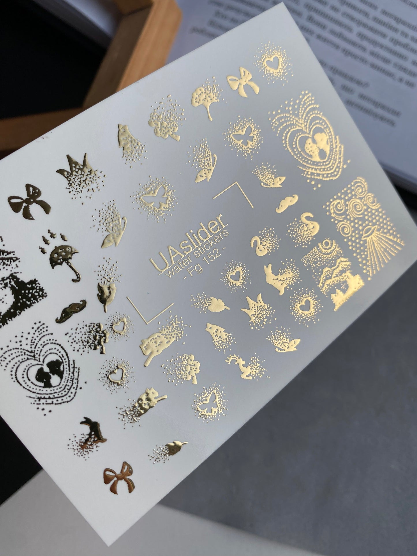 Nail Water Decal Fg-152 | Gold Foil Water Slide Nail Decals | Fairy Tale & Magical Elements