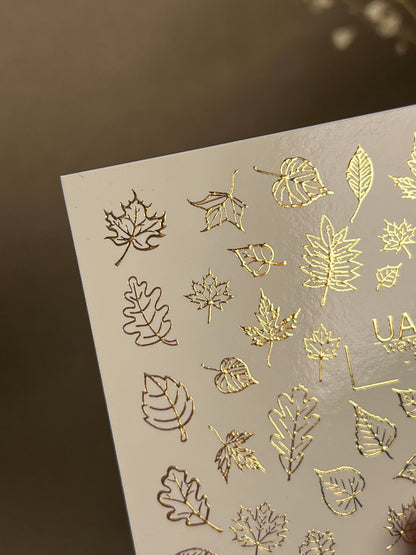 Nagel Wasserabziehbild Fg-170 | Goldfolie Wasserabzieh-Nagelbilder | Herbstblätter & Botanische Muster