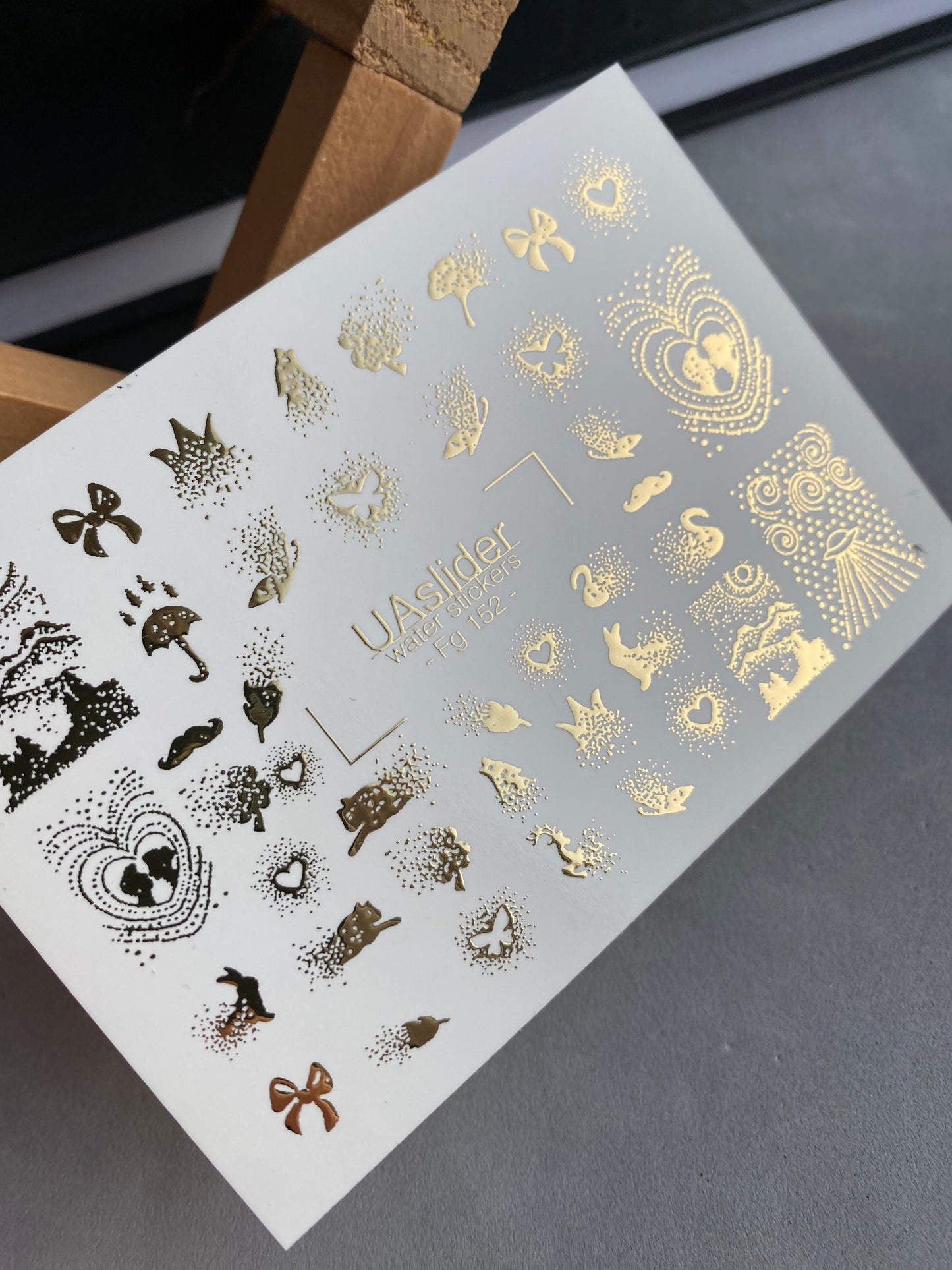 Nail Water Decal Fg-152 | Gold Foil Water Slide Nail Decals | Fairy Tale & Magical Elements