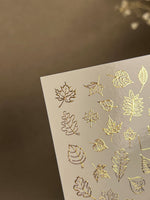 Nail Water Decal Fg-170 | Gold Foil Water Slide Nail Decals | Autumn Leaves & Botanical Patterns - UASLIDER