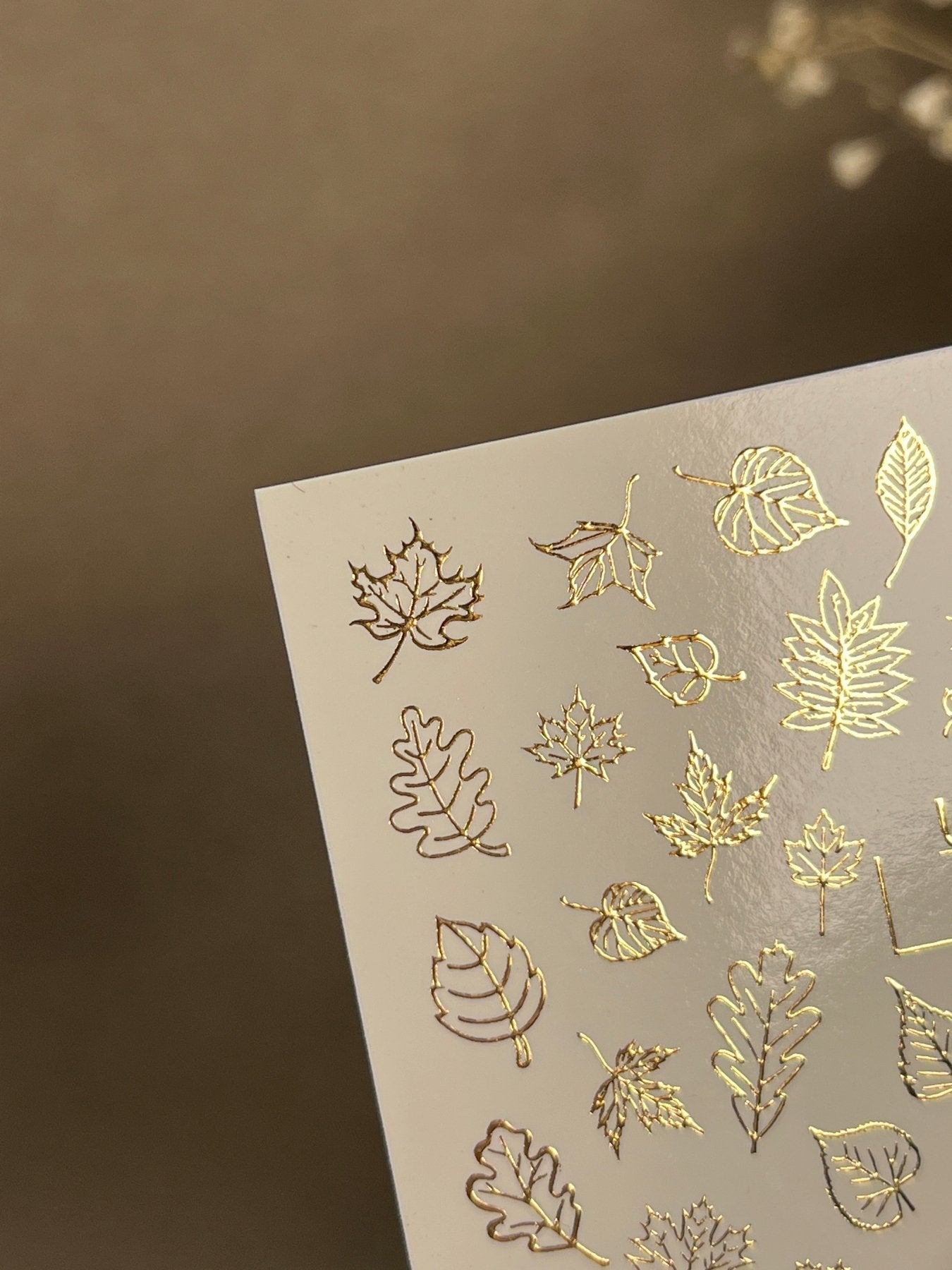 Nail Water Decal Fg-170 | Gold Foil Water Slide Nail Decals | Autumn Leaves & Botanical Patterns - UASLIDER