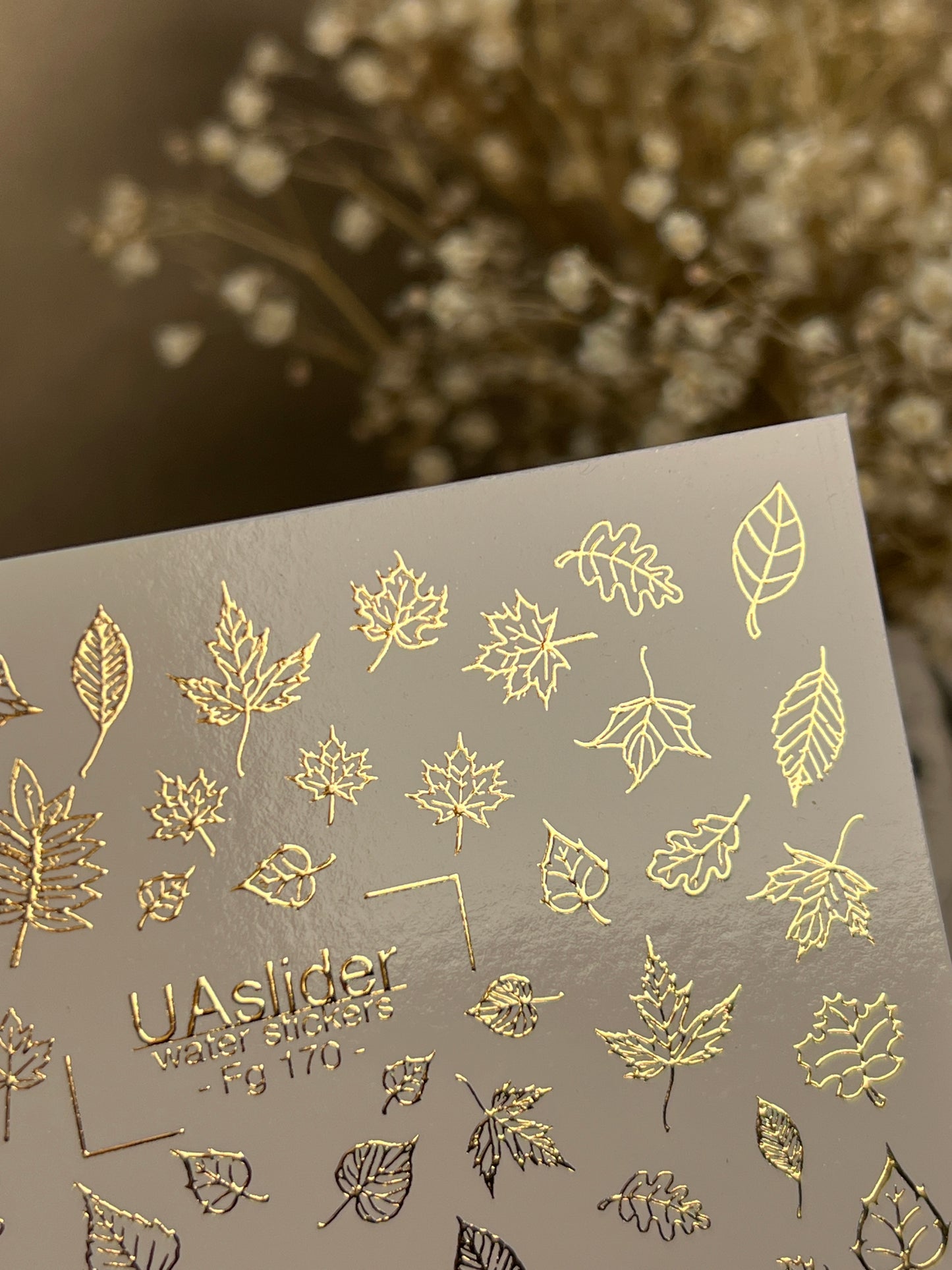 Nagel Wasserabziehbild Fg-170 | Goldfolie Wasserabzieh-Nagelbilder | Herbstblätter & Botanische Muster