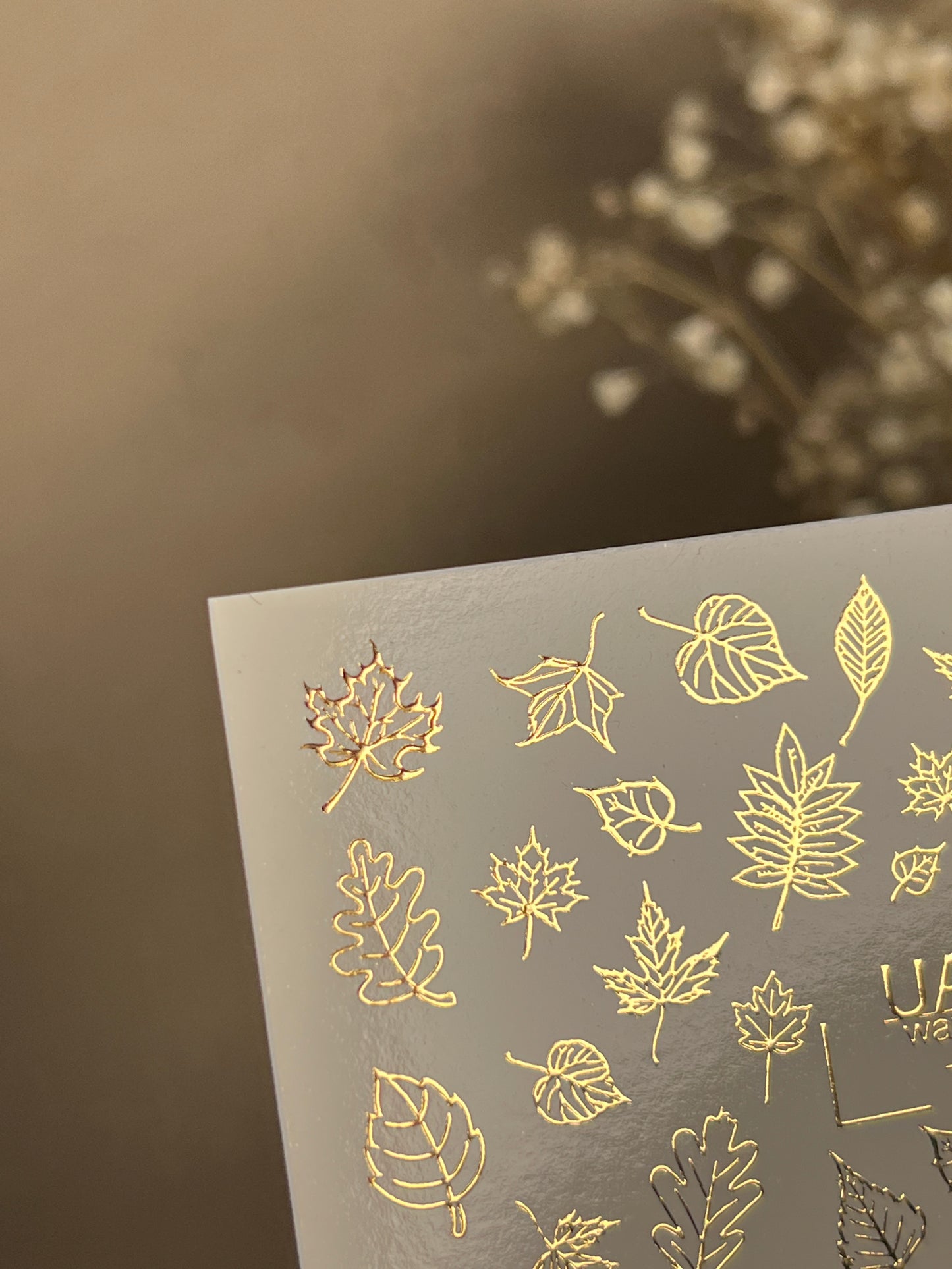 Nagel Wasserabziehbild Fg-170 | Goldfolie Wasserabzieh-Nagelbilder | Herbstblätter & Botanische Muster