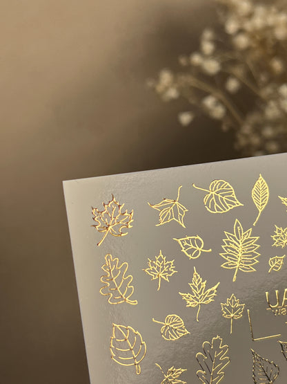 Nagel Wasserabziehbild Fg-170 | Goldfolie Wasserabzieh-Nagelbilder | Herbstblätter & Botanische Muster