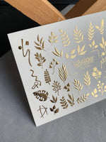 Nail Water Decal Fg-158 | Gold Foil Water Slide Nail Decals | Botanical & Leafy Designs - UASLIDER