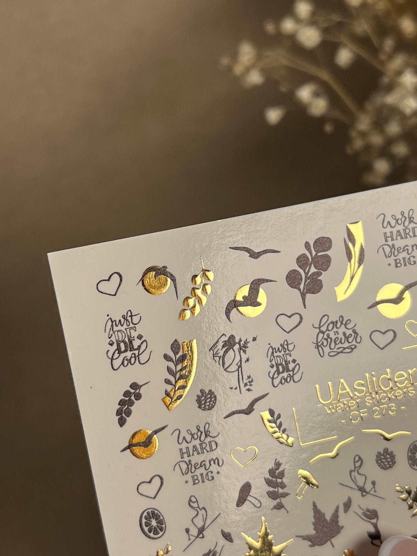 Nail Water Decal CF-273 | Autumn Water Slide Nail Decals | Colorful Fall Leaves & Hello Autumn Quotes - UASLIDER