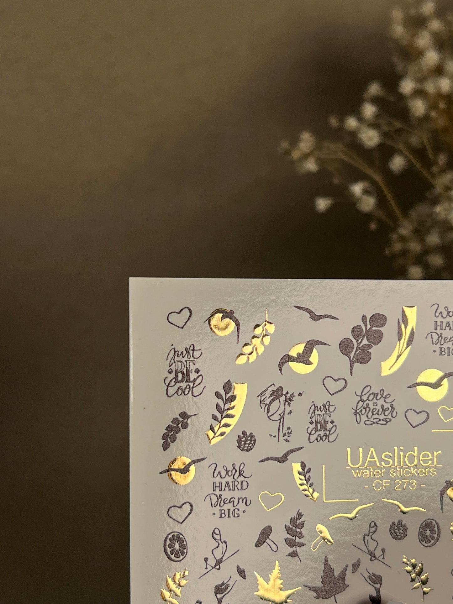 Nail Water Decal CF-273 | Autumn Water Slide Nail Decals | Colorful Fall Leaves & Hello Autumn Quotes