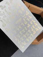 Nail Water Decal Fg-230 | Water Slide Nail Decals | Gold Foil Leaves & Botanical Accents - UASLIDER