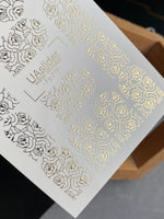 Nail Water Decal Fg-219 | Water Slide Nail Decals | Gold Foil Rose Lace Pattern - UASLIDER