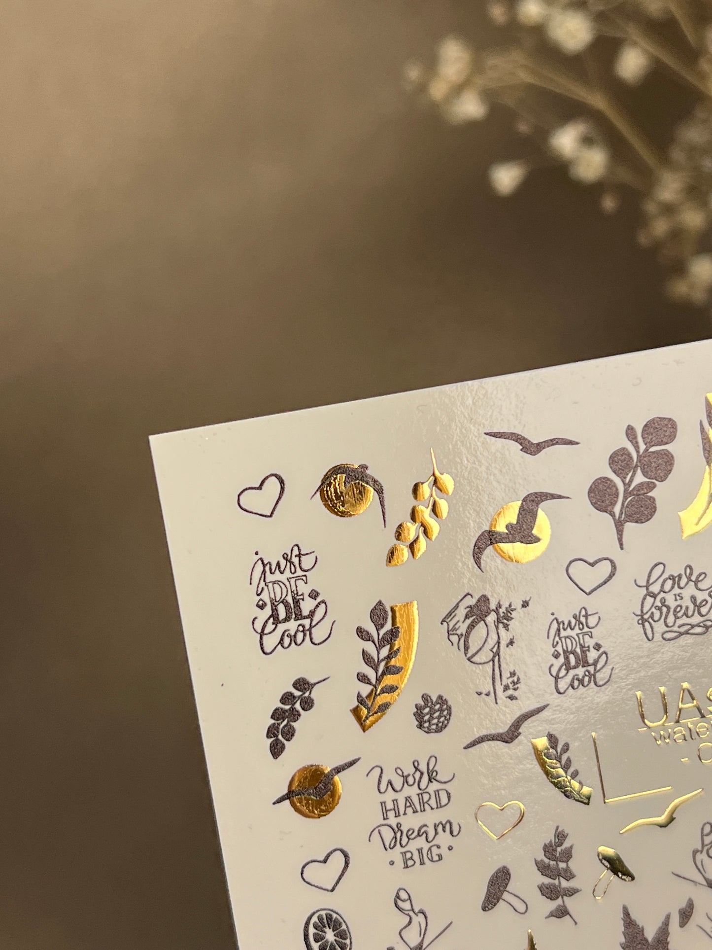 Nail Water Decal CF-273 | Autumn Water Slide Nail Decals | Colorful Fall Leaves & Hello Autumn Quotes