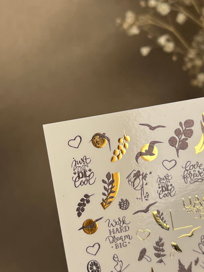 Nail Water Decal CF-273 | Autumn Water Slide Nail Decals | Colorful Fall Leaves & Hello Autumn Quotes