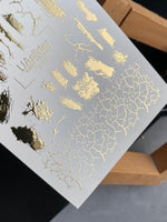 Nail Water Decal Fg-225 | Water Slide Nail Decals | Gold Foil Brush Strokes & Crackle Effect - UASLIDER