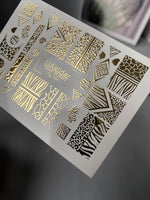 Nail Water Decal Fg-154 | Gold Foil Water Slide Nail Decals | Animal Print & Geometric Patterns - UASLIDER
