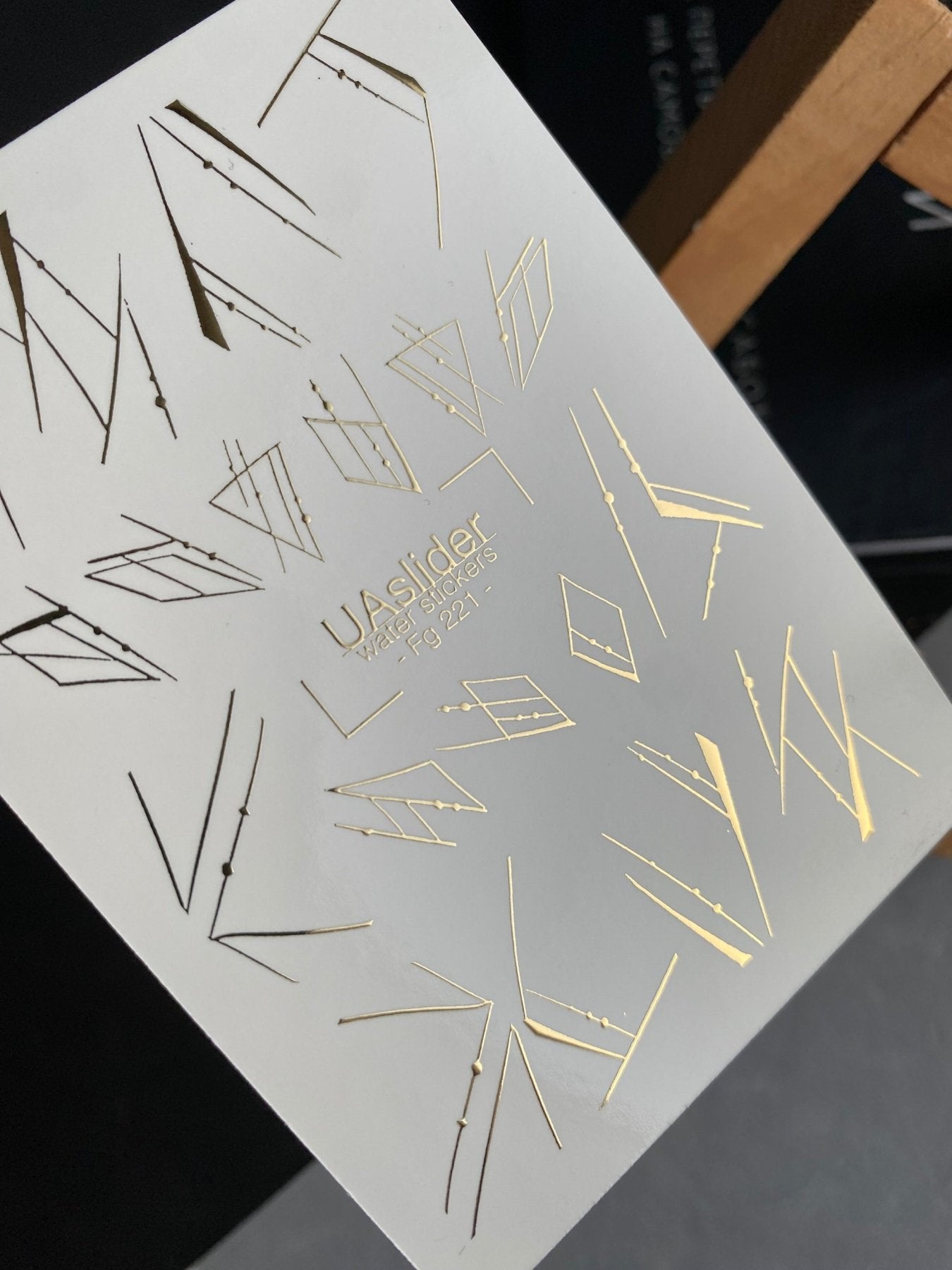 Nail Water Decal Fg-221 | Water Slide Nail Decals | Gold Foil Geometric Line Art - UASLIDER