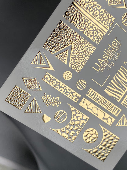 Naklejki na paznokcie wodne Fg-154 | Złote folie do naklejek wodnych na paznokcie | Wzory zwierzęce i geometryczne