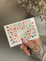 Nail Water Decal CF-255 | Autumn Water Slide Nail Decals | Multicolor Leaves with Gold Foil - UASLIDER