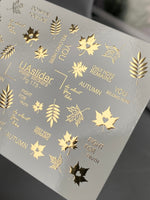 Nail Water Decal Fg-173 | Gold Foil Water Slide Nail Decals | Autumn Leaves & Inspirational Quotes - UASLIDER