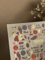 Nail Water Decal CF-261 | Autumn Water Slide Nail Decals | Fall Quotes, Leaves & Geometric Accents - UASLIDER