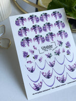 Nail Water Decal NCg-114 | Water Slide Nail Decals with Lilac Flowers | Purple Floral Nail Art - UASLIDER
