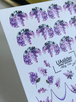 Nail Water Decal NCg-114 | Water Slide Nail Decals with Lilac Flowers | Purple Floral Nail Art - UASLIDER