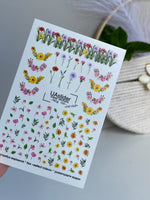 Nail Water Decal NCg-105 | Water Slide Nail Decals Wildflowers | Nail Water Decals Meadow Flowers & Greenery - UASLIDER