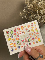 Nail Water Decal CF-279 | Autumn Water Slide Nail Decals | Fall Leaves, Mushrooms & Berries with Gold Accents - UASLIDER