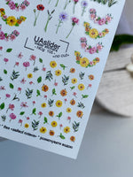 Nail Water Decal NCg-105 | Water Slide Nail Decals Wildflowers | Nail Water Decals Meadow Flowers & Greenery - UASLIDER