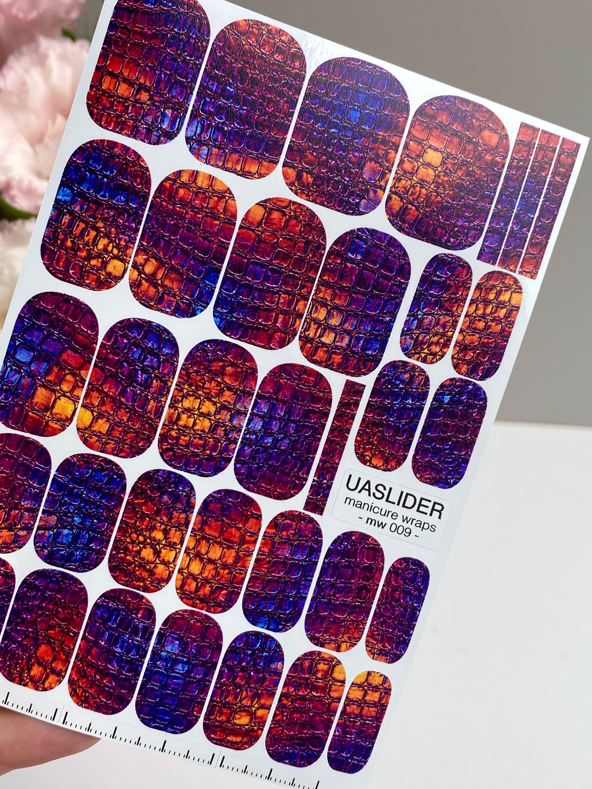 Crocodile Manicure Wraps — Purple, Orange & Blue | mw-009