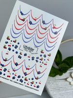 Nail Water Decal NCg-109 | Water Slide Nail Decals Red & Blue French | Nail Water Decals with Cherries and Blueberries - UASLIDER