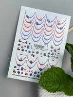 Nail Water Decal NCg-109 | Water Slide Nail Decals Red & Blue French | Nail Water Decals with Cherries and Blueberries - UASLIDER