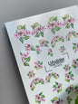 Nail Water Decal CF-613 | Floral Water Slide Nail Decals | Pink Blossoms & Green Leaves