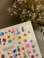 Nail Water Decal CF-252 | Watercolor Water Slide Nail Decals | Colorful Flowers & Rainy Day Art - UASLIDER